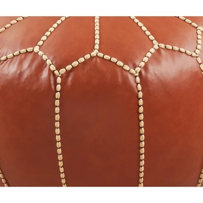 Saro Lifestyle Moroccan Pouf, 20"x20"x12" Round, Camel 3 Saro Lifestyle Moroccan Pouf, 20"x20"x12" Round, Camel