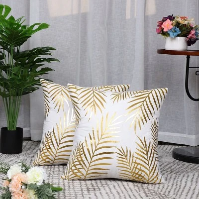 PiccoCasa Flannelette Square Leaves Pillow Cover 2 Pcs 9 PiccoCasa Flannelette Square Leaves Pillow Cover 2 Pcs - Image 7