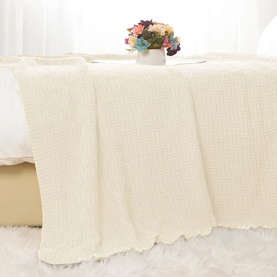 PiccoCasa 100% Cotton Knitted Soft Home Office Bed Blankets 1 Pc 6 PiccoCasa 100% Cotton Knitted Soft Home Office Bed Blankets 1 Pc - Image 4