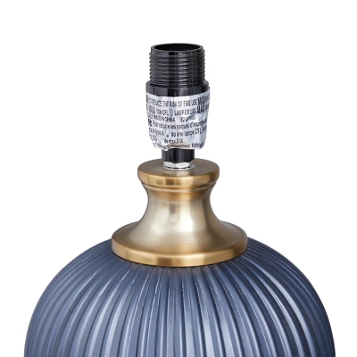 Fabric Table Lamp With Drum Shade Blue - Olivia & May 5 Fabric Table Lamp With Drum Shade Blue - Olivia & May - Image 3