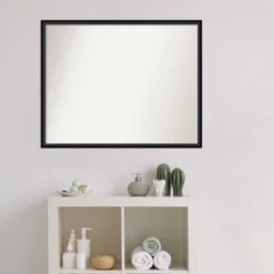 29" X 23" Non-Beveled Lucie Wood Bathroom Wall Mirror Black - Amanti Art -Home Decor Shop GUEST 6bb19e7c a554 4769 a1f9 05ed43e136e1
