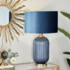 Fabric Table Lamp With Drum Shade Blue - Olivia & May