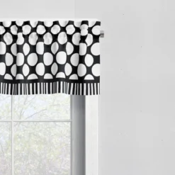 Bacati - Dots/Pin Stripes Black/White Window Valance