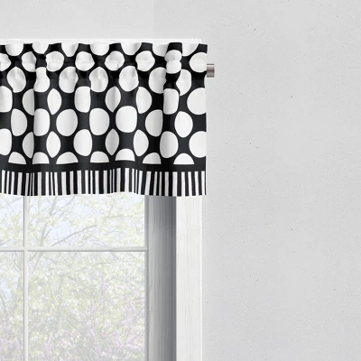 Bacati - Dots/Pin Stripes Black/White Window Valance 3 Bacati - Dots/Pin Stripes Black/White Window Valance