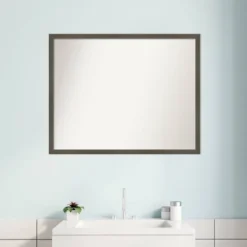 30" X 24" Non-Beveled Svelte Clay Gray Wood Bathroom Wall Mirror - Amanti Art -Home Decor Shop GUEST 6c1341cd 2120 4ead b47c cf7943011e3c