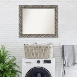 34" X 28" Non-Beveled Silver Luxor Wood Bathroom Wall Mirror - Amanti Art -Home Decor Shop GUEST 6c947dfc bbb3 4559 b33d b92bc9086b5d