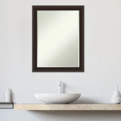 Amanti Art Romano Espresso Narrow Petite Bevel Wood Bathroom Wall Mirror 27.5 X 21.5 In. -Home Decor Shop GUEST 6ca328a5 52a6 4cd8 82f2 47bd9706b219