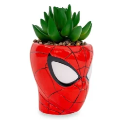Silver Buffalo Marvel Comics Spider-Man 3-Inch Ceramic Mini Planter With Artificial Succulent