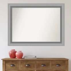 44" X 33" Non-Beveled Peak Polished Nickel Bathroom Wall Mirror - Amanti Art -Home Decor Shop GUEST 6dbb79ca b116 4626 ae03 5570f1ee004f