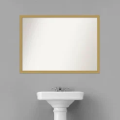 40" X 29" Non-Beveled Grace Narrow Bathroom Wall Mirror Brushed Gold - Amanti Art -Home Decor Shop GUEST 6e07d16f 363f 4e92 aced 17307342126e