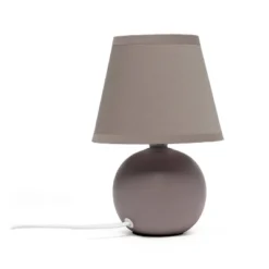8.66" Petite Ceramic Orb Base Bedside Table Desk Lamp With Matching Tapered Drum Fabric Shade Gray - Creekwood Home -Home Decor Shop GUEST 6f0ab48c 1ddd 406e 955b d31ae672c5f2