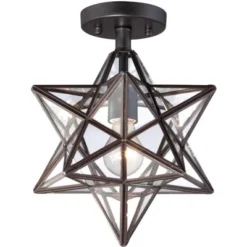 Franklin Iron Works Cuthbert Modern Farmhouse Ceiling Light Semi Flush Mount Fixture 11" Wide Black Iron Moravian Star Clear Glass Panels For Bedroom 11 Franklin Iron Works Cuthbert Modern Farmhouse Ceiling Light Semi Flush Mount Fixture 11" Wide Black Iron Moravian Star Clear Glass Panels For Bedroom -Home Decor Shop GUEST 6fa0a7c1 f9f0 4938 bbaa c55def10bb41