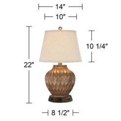 360 Lighting Accent Table Lamp With USB And AC Power Outlet Workstation Charging Base 22" High Warm Bronze Drum Shade Living Room Desk -Home Decor Shop GUEST 712f942a f32c 449b a263 981ffcb1cc43