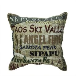 Simply Home 17" New Mexico Ski Country Tapestry Accent Indoor Throw Pillow - Green/Brown