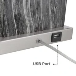 360 Lighting Connie Modern Table Lamps Set Of 2 With Black Marble Riser 25" High Black Faux Marble USB Charging Port White Rectangular Shade For Desk -Home Decor Shop GUEST 71589750 1e2d 47e9 a685 da6f3eb5bf29