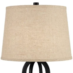 360 Lighting Marcel Industrial Table Lamps 24 1/4" High Set Of 2 Black With USB Port LED Nightlight Burlap Drum Shade For Bedroom Living Room Desk -Home Decor Shop GUEST 71872a2b b87b 4d09 8a34 aff7a30a0885