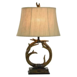 Dalton Brown Antler Table Lamp With Beige Hardback Fabric Shade - StyleCraft -Home Decor Shop GUEST 7281c9f6 1e0c 4f0f a2fc 13135c6dfb3e