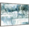 33" X 22" Blue Tree Reflections By Katrina Pete Framed Canvas Wall Art Gray Wash - Amanti Art