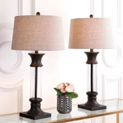 32" (Set Of 2) Hunter Metal/Glass Table Lamp (Includes Energy Efficient Light Bulb) - JONATHAN Y