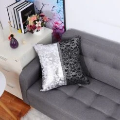 PiccoCasa Polyester Bed Sofa Decorative Pillow Cover Black Silver 18" X 18" 1 Pc -Home Decor Shop GUEST 7707bb12 80c4 4c1b b959 6f13d2404e84