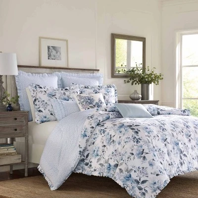Laura Ashley Chloe Duvet Cover Set Blue 7 Laura Ashley Chloe Duvet Cover Set Blue - Image 5