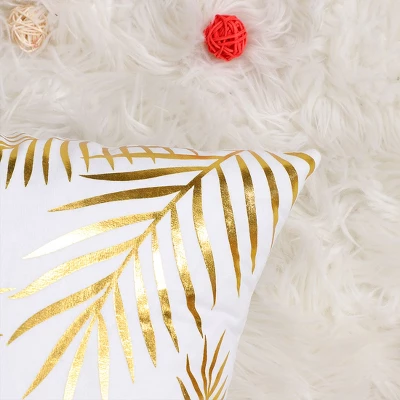 PiccoCasa Flannelette Square Leaves Pillow Cover 2 Pcs 8 PiccoCasa Flannelette Square Leaves Pillow Cover 2 Pcs - Image 6