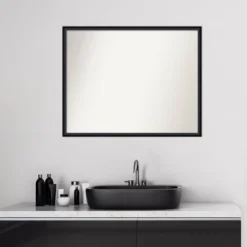 29" X 23" Non-Beveled Lucie Wood Bathroom Wall Mirror Black - Amanti Art -Home Decor Shop GUEST 78f61ee9 b21c 48dc 90ee 29ae4b45ebc2
