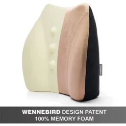 WENNEBIRD Model Q Lumbar Memory Foam Support Pillow To Improve Posture With Raised Side Butterfly Design, Dual Fabric, And Removable Cover, Beige -Home Decor Shop GUEST 79e44bd1 a754 47d3 9126 5a020aadb09d