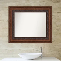 38" X 32" Non-Beveled Decorative Bathroom Wall Mirror Bronze - Amanti Art -Home Decor Shop GUEST 7a604427 f689 4cc5 8f39 2a1d9c3a9fda