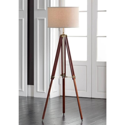 Possini Euro Design Surveyor Modern Tripod Floor Lamp 57 1/2" Tall Cherry Wood Adjustable Beige Linen Drum Shade For Living Room Bedroom Office House 3 Possini Euro Design Surveyor Modern Tripod Floor Lamp 57 1/2" Tall Cherry Wood Adjustable Beige Linen Drum Shade For Living Room Bedroom Office House