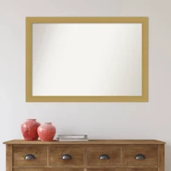 40" X 28" Non-Beveled Grace Bathroom Wall Mirror Brushed Gold - Amanti Art -Home Decor Shop GUEST 7ad870b1 6895 44cb 9e5a a6a7e55d27bf