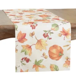 Saro Lifestyle Fall Pumpkin Design Dining Table Runner -Home Decor Shop GUEST 7b1402ab ee8a 4cf9 b3e2 609203350877