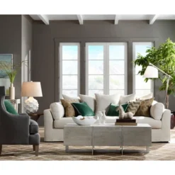 Possini Euro Design Cosgrove Modern Mid Century Table Lamp 26 1/2" High White Glazed Ceramic Light Brown Linen Drum Shade For Bedroom Living Room Home -Home Decor Shop GUEST 7cea2892 39cc 47ae ae5f 30508fcd3dc0