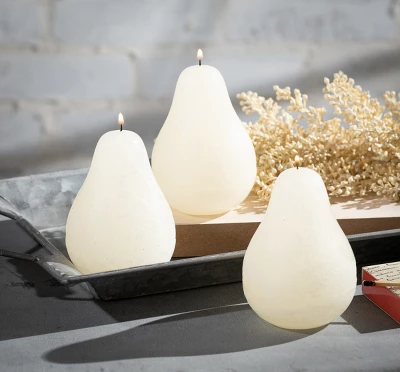 Melon White Pear Candles - Set Of 3 3 Melon White Pear Candles - Set Of 3