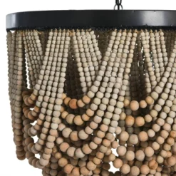 Metal Chandelier With Draped Wood Beads Light Beige - Storied Home -Home Decor Shop GUEST 81fb6b61 cb83 4e7d b8b5 469b2f9a7eab