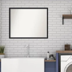 29" X 23" Non-Beveled Lucie Wood Bathroom Wall Mirror Black - Amanti Art -Home Decor Shop GUEST 83b6a8ad 7325 4389 b895 1598365b93f5