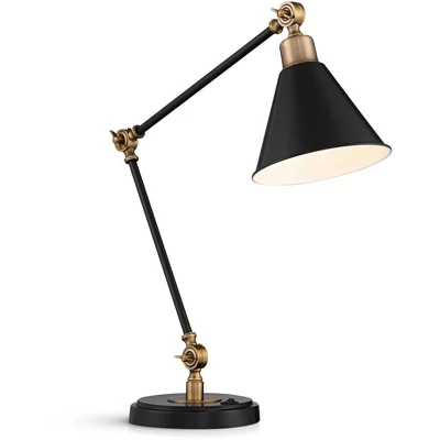 360 Lighting Modern Industrial Desk Table Lamp With USB Charging Port Adjustable 26.75" High Black Antique Brass For Bedroom Bedside Office 9 360 Lighting Modern Industrial Desk Table Lamp With USB Charging Port Adjustable 26.75" High Black Antique Brass For Bedroom Bedside Office - Image 7