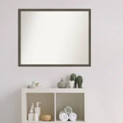 30" X 24" Non-Beveled Svelte Clay Gray Wood Bathroom Wall Mirror - Amanti Art -Home Decor Shop GUEST 854e15b0 cc07 4207 8f5a 44fedaf13c5c
