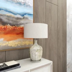 Glam Glass Table Lamp With Faux Mercury Glass Finish Silver - Olivia & May -Home Decor Shop GUEST 8584aabf e961 4af2 a15d 753d1708e596