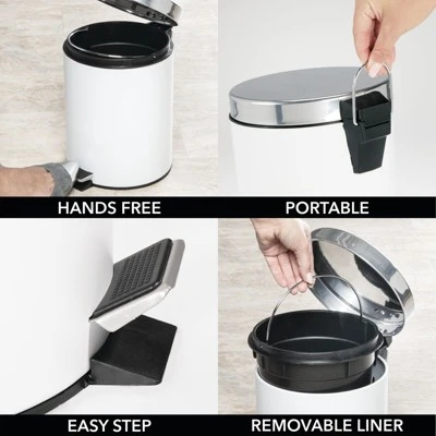 MDesign Round Step Trash Can Garbage Bin, Removable Liner 3 MDesign Round Step Trash Can Garbage Bin, Removable Liner