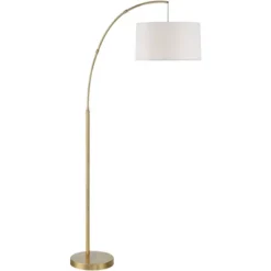 360 Lighting Cora Modern Arc Floor Lamp Standing 72" Tall Brass Metal White Linen Drum Shade Decor For Living Room Reading Bedroom Office House Home -Home Decor Shop GUEST 86dc9661 4765 4efc 872e 74d306035964