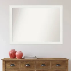 42" X 31" Non-Beveled Vanity White Narrow Bathroom Wall Mirror - Amanti Art -Home Decor Shop GUEST 8742d315 e1a5 43b6 8a88 b86fedb7c838