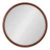 32" X 32" Hogan Round Framed Decorative Wall Mirror Walnut Brown - Kate & Laurel All Things Decor
