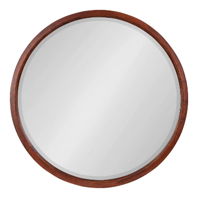 32" X 32" Hogan Round Framed Decorative Wall Mirror Walnut Brown - Kate & Laurel All Things Decor 3 32" X 32" Hogan Round Framed Decorative Wall Mirror Walnut Brown - Kate & Laurel All Things Decor