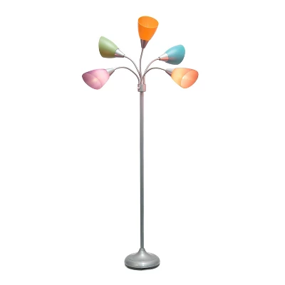 67" Contemporary Multi 5-Head Adjustable Gooseneck Floor Lamp With Shades - Simple Designs 3 67" Contemporary Multi 5-Head Adjustable Gooseneck Floor Lamp With Shades - Simple Designs