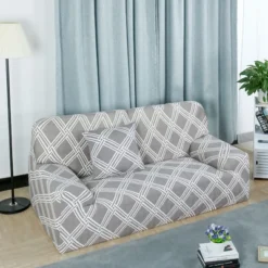 PiccoCasa Stretch Chair Sofa Covers Couch Cover Slipcover With Cross Stripes Simple Style