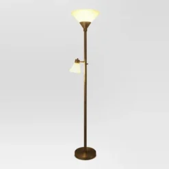 Mother Daughter Torchiere Floor Lamp With Glass Shade - Threshold™