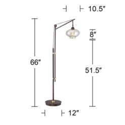Franklin Iron Works Industrial Downbridge Floor Lamp 66" Tall Bronze Cognac Glass Dimmable LED Edison Bulb For Living Room Reading Office -Home Decor Shop GUEST 8d05da80 17c1 4a64 8332 5de6183a99e3