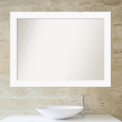 44" X 33" Non-Beveled Cabinet Bathroom Wall Mirror White - Amanti Art 7 44" X 33" Non-Beveled Cabinet Bathroom Wall Mirror White - Amanti Art - Image 5