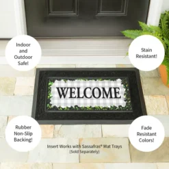 Evergreen Boxwood Framed Plaid Sassafras Indoor Outdoor Switch Doormat 10 X 22 Gray -Home Decor Shop GUEST 90c36d3c f015 40de b10b 70eadcc7c91a